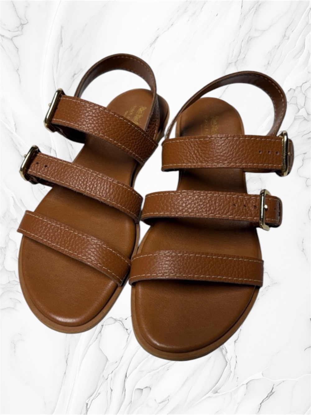 Coach And Four Colibri Brown Pebbled Leather Sz 10 Strappy Slingback Sandals